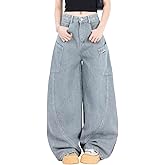 PEAINJ Baggy Jeans for Women Men Wide Leg Barrel Jeans Striped Loose Denim Pants Casual Sweatpants Vintage Clothes