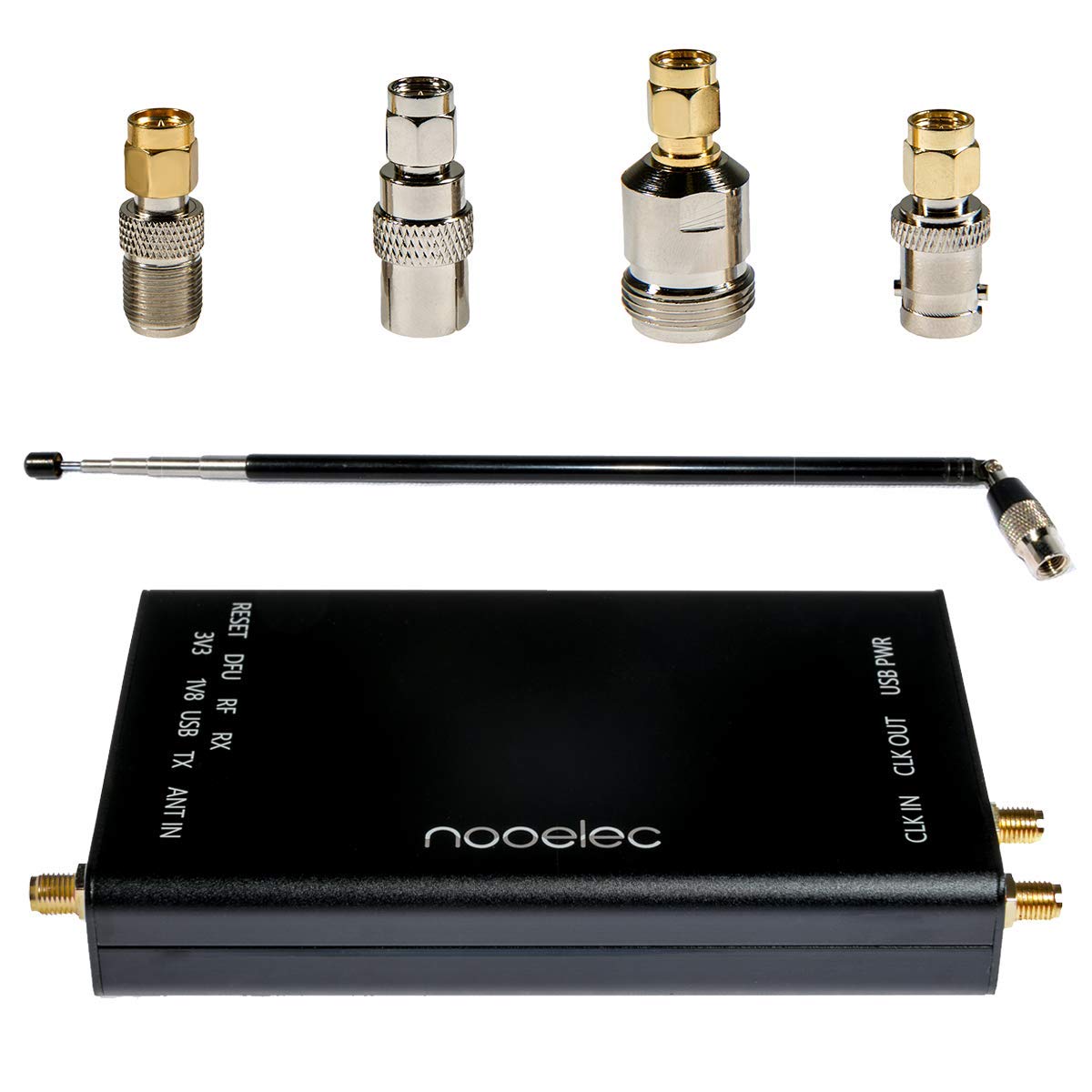 Nooelec HackRF Complete Bundle - Genuine HackRF One Software Defined Radio (SDR) with 0.5PPM TCXO in a Custom Black Aluminum Enclosure. ANT500 & SMA Antenna Adapter Bundle Included