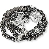 Nazareth Store Paracord Rosary Beaded Necklace St Michael Medal Strong Metal 10mm Beads Our Father Catholic Rosary with Pardon Crucifix