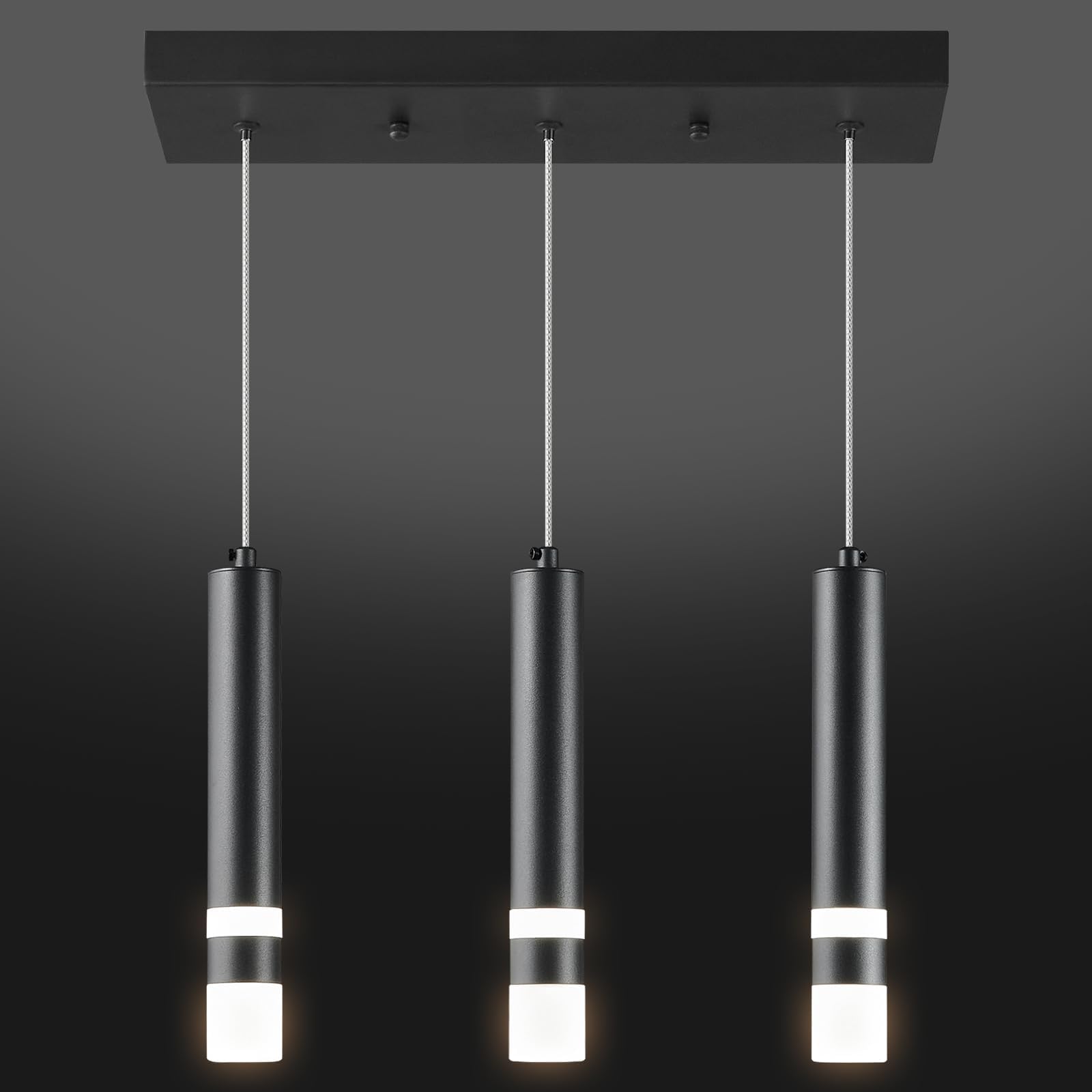 Photo 1 of LIANGMH 3-Light Dining Room Modern Pendant Light Kitchen Fixture Dimmable LED Black Mini Pendant Lighting fo Kitchen Island Study Pendant Lights