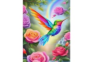 CEUHROG 5D Diamond Painting Kits for Adults Beginner, Hummingbird Diamond Art Kits for Adults DIY Full Drill Diamond Dots Crystal Craft Kits for Home Wall Decor (12x16 in)