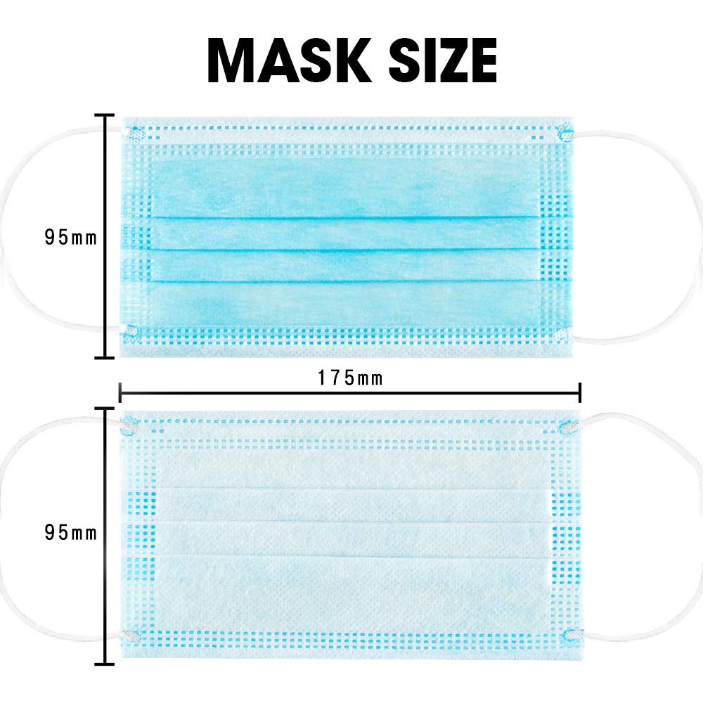 Face Masks 50 PCS 3Ply Breathable & Comfortable Filter Safety Mask for Adult, Men, Women, Indoor, Outdoor Use (50PCS-Blue) : Beauty