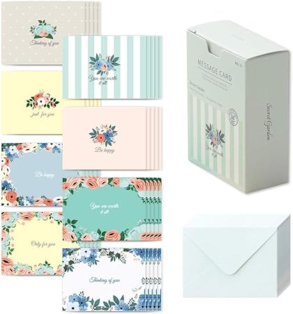 Amazon モノライク メッセージカード ミニカード シークレットガーデン Message Card Secret Garden 40枚封筒枚セットミニサイズデザイン文具お祝いのカード感謝カード ポストカード 絵柄付はがき 文房具 オフィス用品