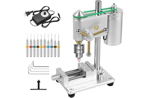 MONZEEN Mini Benchtop Drill Press, Precision Drill Press with Variable Speed Control, 360° Rotation CNC & JT0 Chuck for Metal & Wood, Jewelry, DIY Crafts, Watch, Lab (Grey + Mini vise)