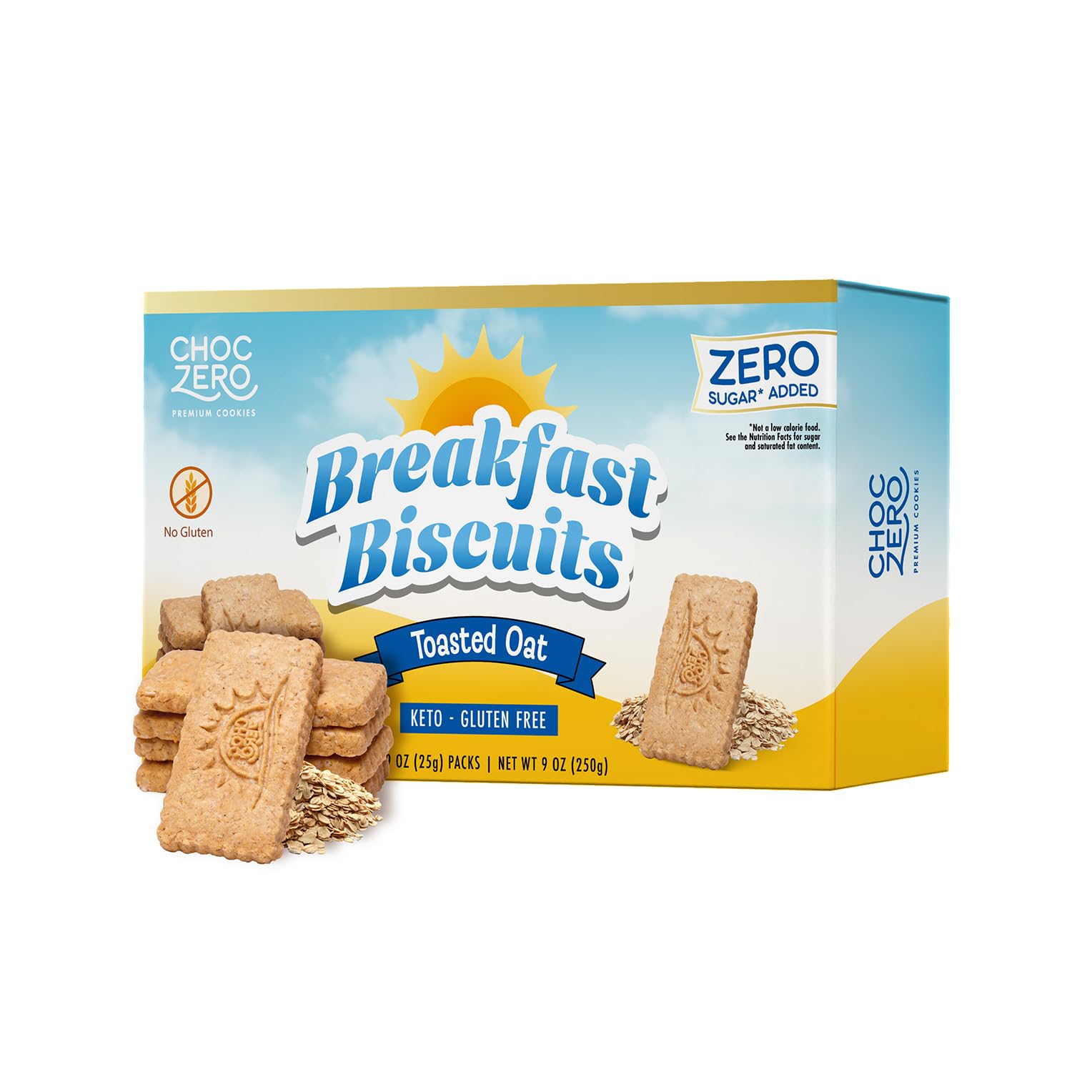 Photo 1 of ChocZero Breakfast Biscuits, Toasted Oat, Gluten Free, High Fiber Snack, No Added Sugar, 30 Keto Biscuits Per Box, 9 Ounce (Pack of 1)
