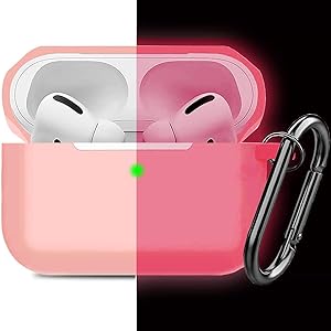 Compatible AirPods Pro Case Cover Silicone Protective Case Skin for Apple Airpod Pro 2019 (Front LED Visible) Nightglow Pink