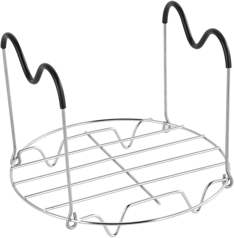 DEALPEAK Steamer Rack with Heat Resistant Silicone Handles, Pressure Cooker Steaming Rack Trivet Stand Compatible with Pot 6/8 QT