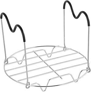 DEALPEAK Steamer Rack with Heat Resistant Silicone Handles, Pressure Cooker Steaming Rack Trivet Stand Compatible with Pot 6/8 QT