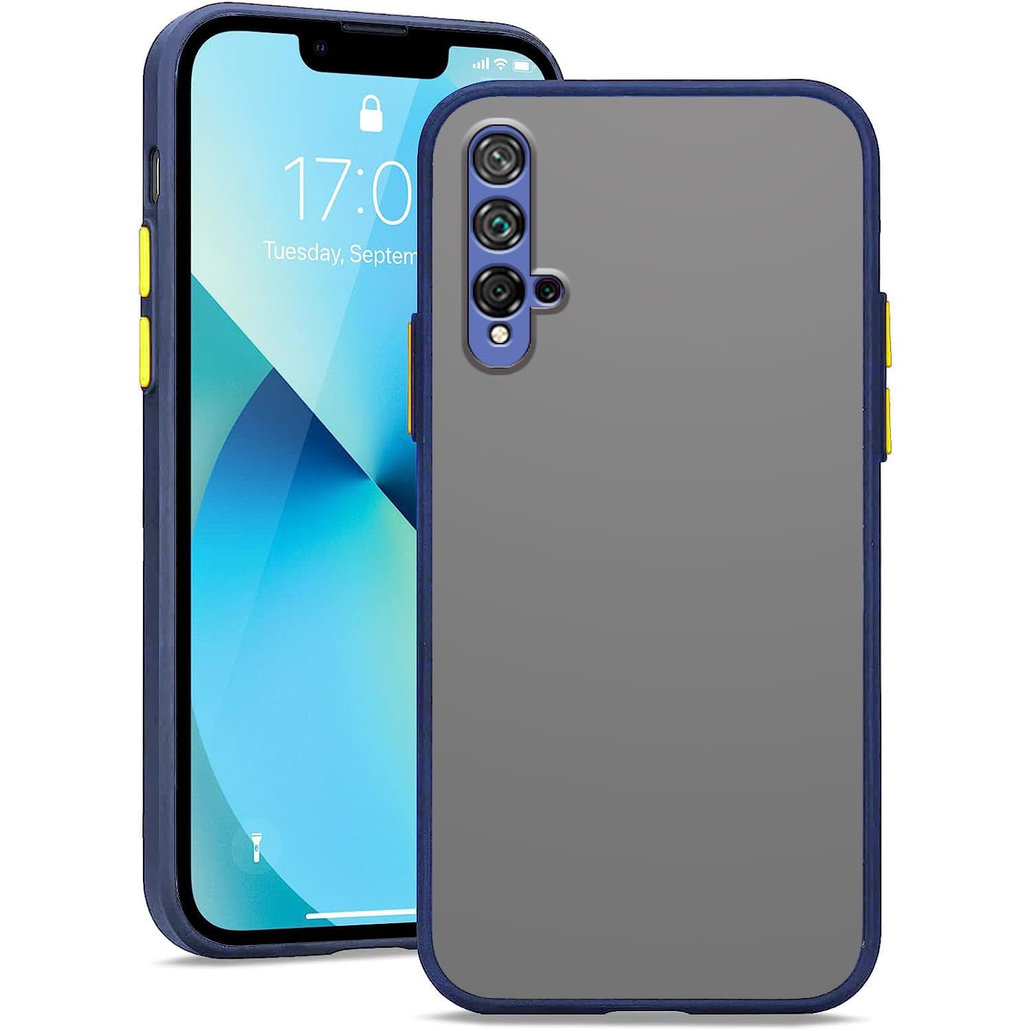 Case for Huawei nova 5T Shockproof, Ultra Slim Huawei nova 5T Phone Case Full Body Bumper Cases Translucent Matte Back Non Fingerprint Cover for Women Men (Blue)