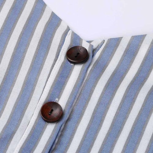 Party Long Dress,Clearance! AgrinTol Womens Holiday Striped Ladies Summer Beach Buttons Dress (3XL, Blue) - Thumbnail 6