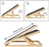 QiMu Solid Wooden Pet Ramp 2-Height Adjustable Car Dog Ladder Black 70x35x30/40 view 2