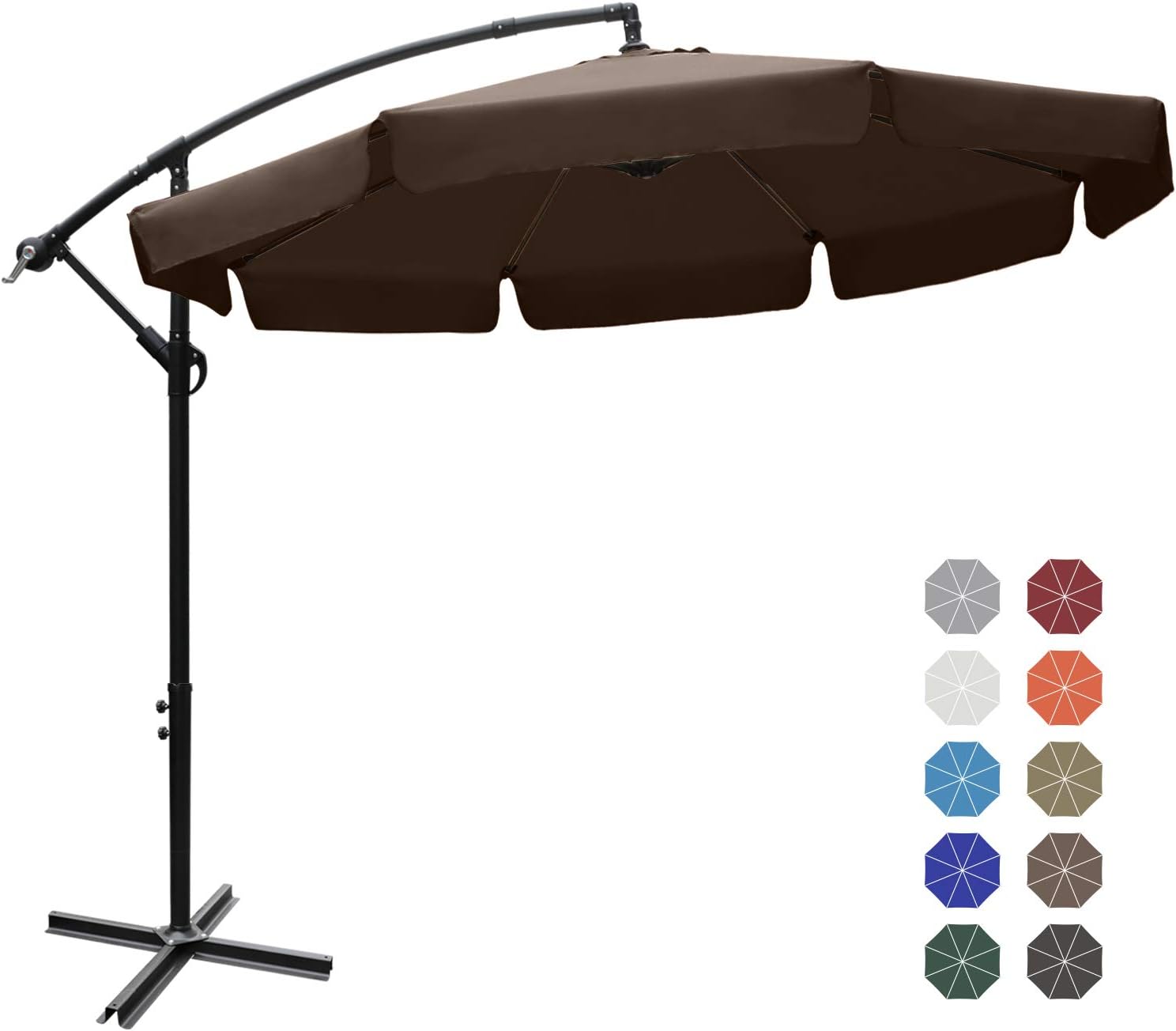 ABCCANOPY 270cm Sonnenschirm,Marktschirm Gartenschirm Terrassenschirm,Gestell Stahl,Braun