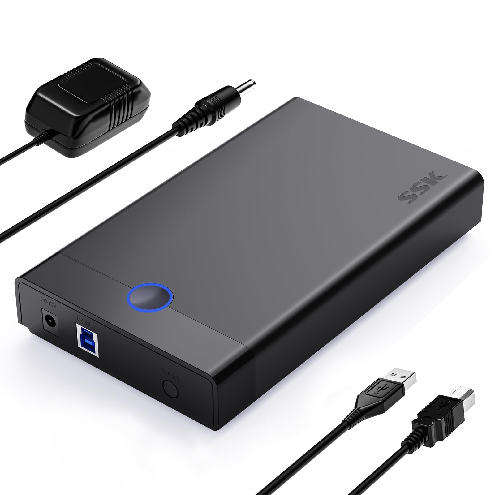 SSK 3.5 Hard Drive Enclosure USB3.0 to SATA HDD Caddy for 2.5 inch SSD/HDD up 18TB Tool-free External Case Reader Supports UASP TRIM Windows Linux Mac OS, PS4, Xbox (HE-G3001)