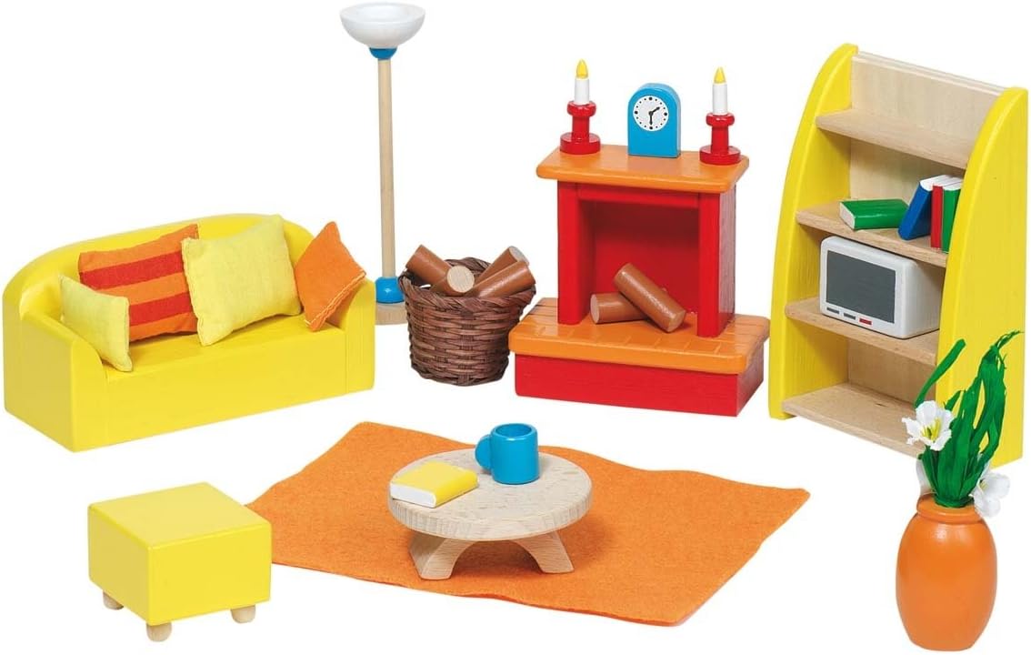 Goki51904 Wooden Doll's House Living Room, 34 pieces
