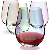 Amesser Stemless Wine Glasses 18 - Ounce Set of 4, Lead·Free Tumbler Style Stemware Wine glass for Burgundy, Cabernet, Sauvig