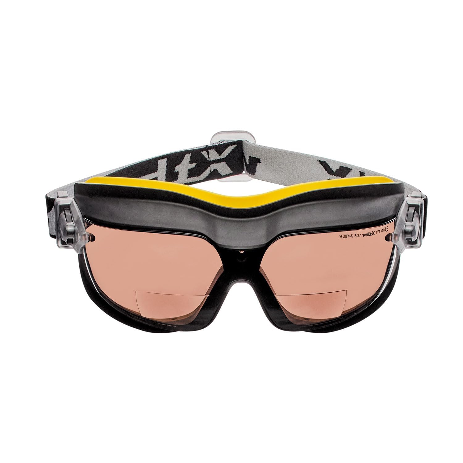 voltX GT DEFENDER Compact BIFOCAL Ventilated Safety Goggles (Brown lens +2.5), CE EN166FT Certified, Anti fog coated.