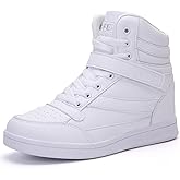 UBFEN Womens High Top Sneakers with Hidden Wedge Heel Ankle Support 2 Inch Height Increase 80s Retro Casual Boots