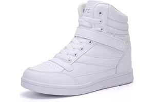 UBFEN Womens high top Ankle Support Sneakers Vibrant Colour Hidden Wedge Heel Retro 80s Tennis Shoes for Girls Cosplay Removable Insole Footwear