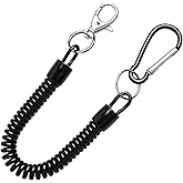 uxcell Spiral Fishing Lanyard, Retractable Safety Coiled Cord Lanyard with Lobster Clasp, Elastic Spring Coil Rope Strap Leash for Fishing, Climbing, Boating, Pliers Tool, 1 Pcs