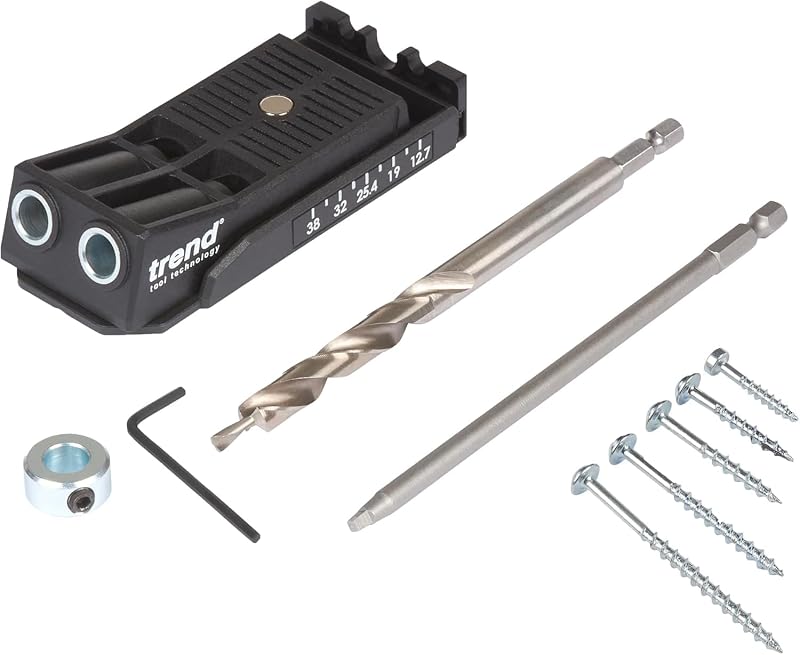 Trend Twin Pocket Hole Jig with HSS Bit, Depth Collar & Screws Set