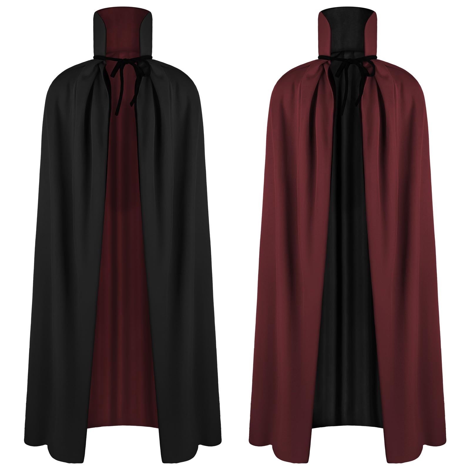 AOOWU Halloween Dual-layer Cloak, Unisex Vampire Costume, Witch Cosplay Cape Fancy Dress for Men and Women, Full Length Cloak for Vampire Halloween Family Party Fancy Dress Masquerade, 90CM