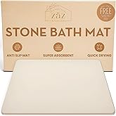 zåz interiors Stone Bath Mat for Bathroom – Quick Drying, Non-Slip Shower Mat – Super Absorbent Bath Stone Mat – Water Absorbing Bathmat, 23” x 15”, Swiss Coffee