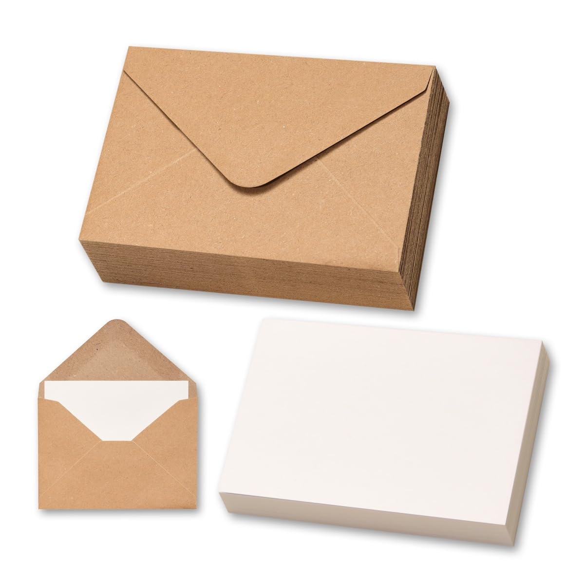 Photo 1 of 50 Sets Kraft Mini Envelopes with Blank Gift Cards, Business & Note Cards - Wedding Invitation, Graduation, Holiday Pocket Envelopes 4x2.75" Bulk for Party Favors & Scrapbooking