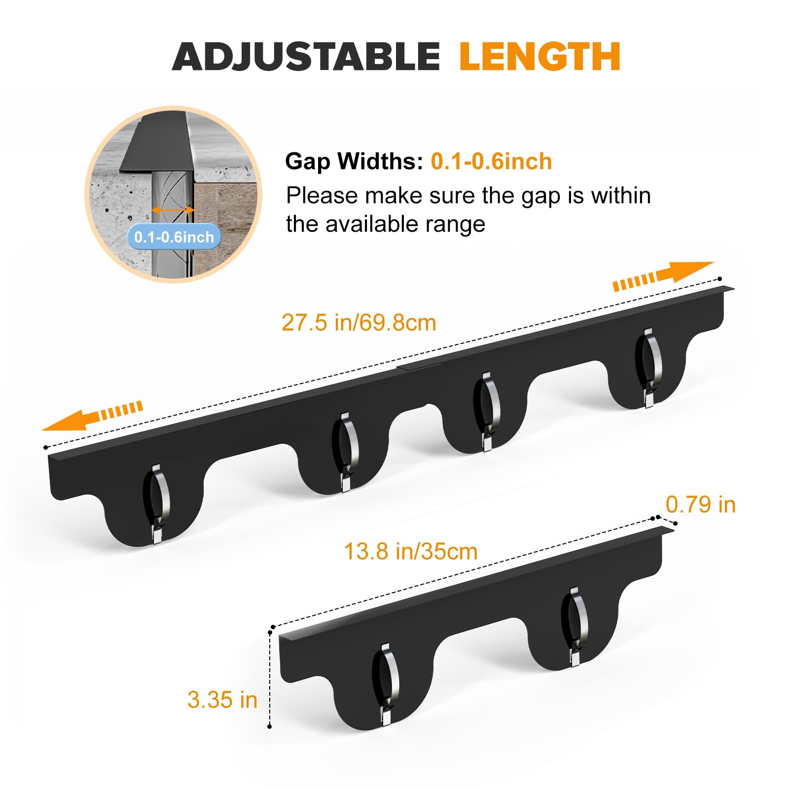 Stove Gap Covers - 304 Stainless Steel Oven Side Gap Filler, 2 Pack Stove Gap Filler Retractable Length 13.8