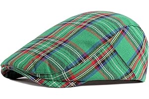 meioro Men's Striped Plaid Newsboy Hat Cabbie Beret Ivy Flat Cap Adjustable Gatsby Hat Hunting Driving Cap