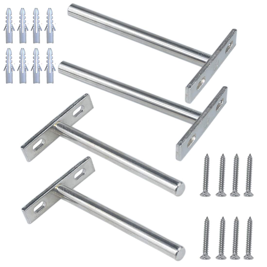 5inch 4pcs Floating Shelf Brackets Invisible Concealed Wall Mounted Wood Shelf Bracket Stainless Steel