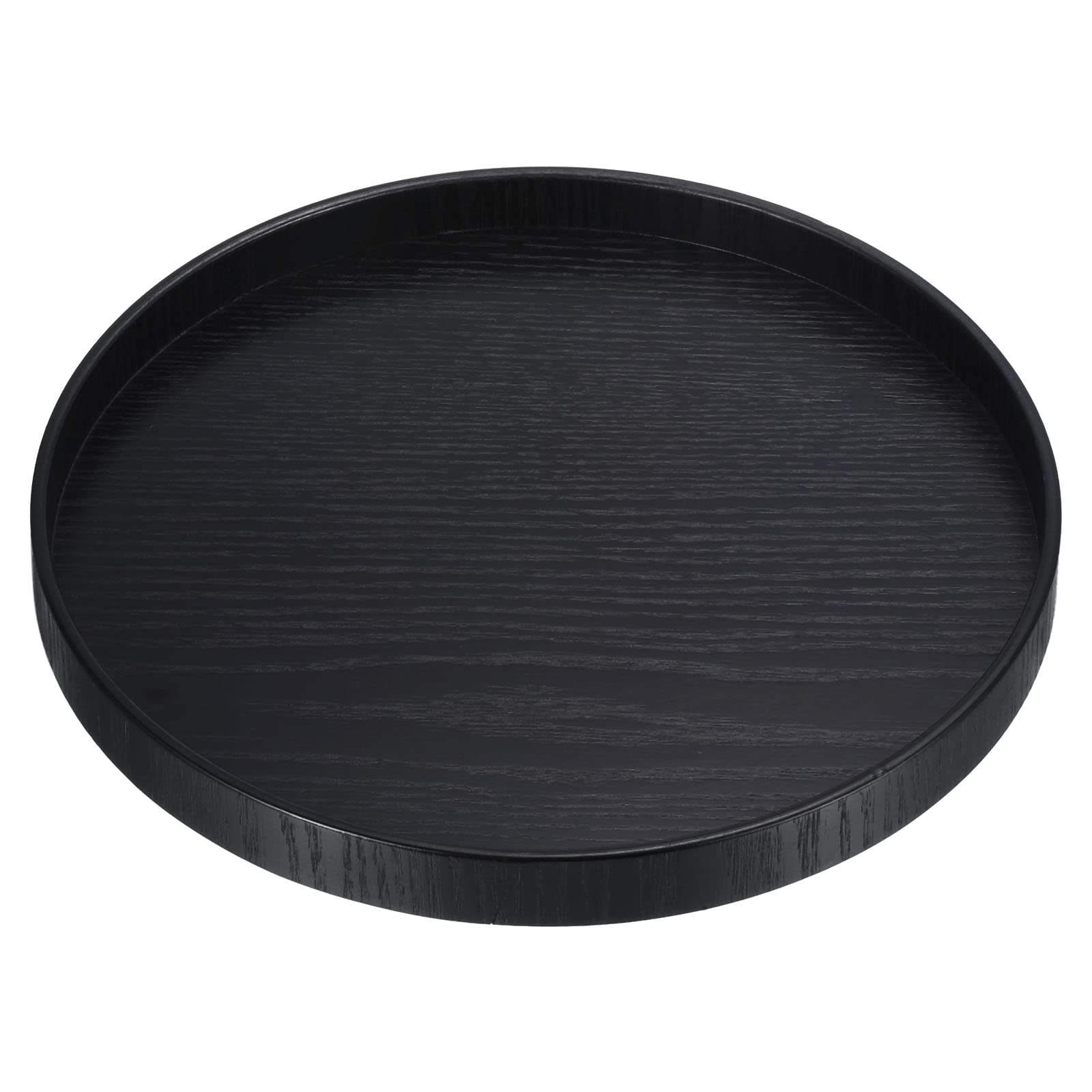 PATIKIL Wood Serving Tray 9 Inch, Round Decorative Platter for Home Decor Kitchen Table Candle Holder, Black