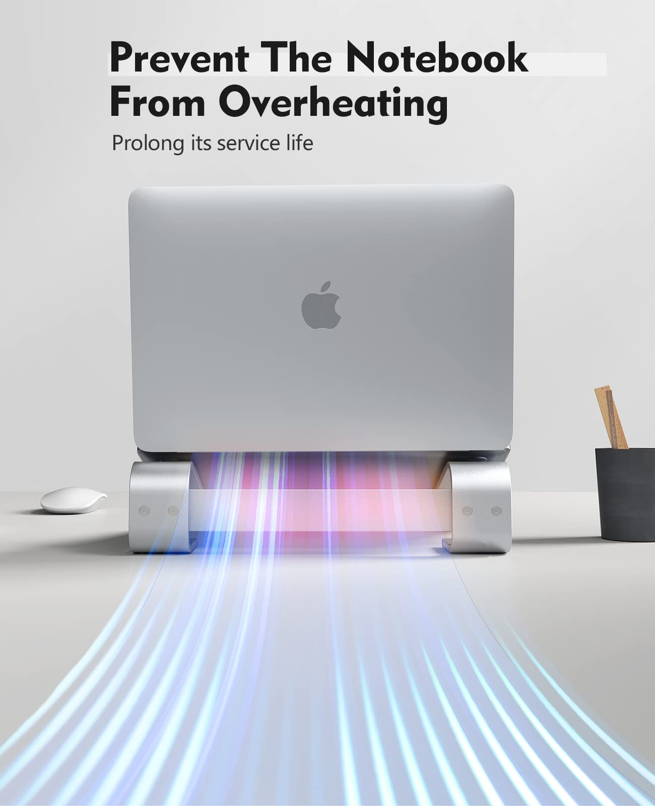 Soqool Laptop Stand for Desk, Computer Stand Riser for Desk,Ventilated Ergonomic Aluminum Notebook Stand Compatible with MacBook Air Pro Dell XPS HP 11 14 15.6 17.3 Inch Silver Work from Home