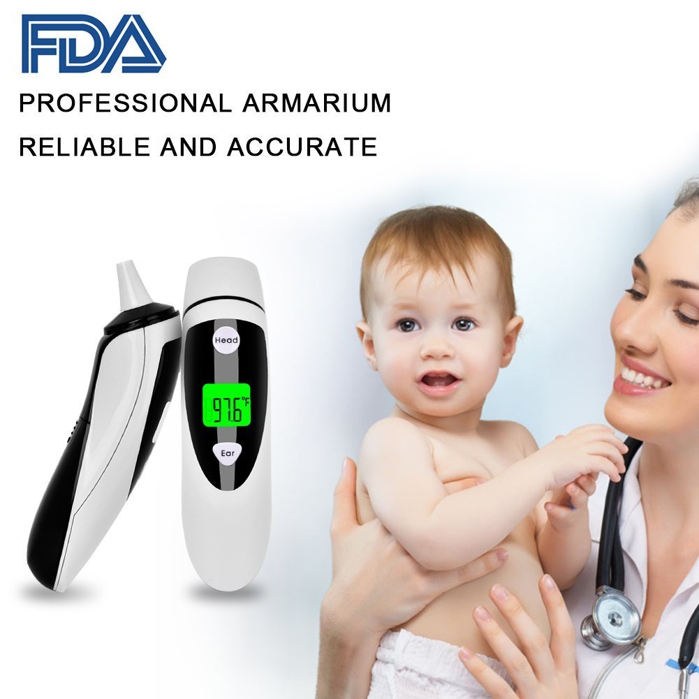 Homate Digital Medical Infrared Ear Thermometer with Forehead Mode for Babies, Kids and Adults with FDA and CE approval