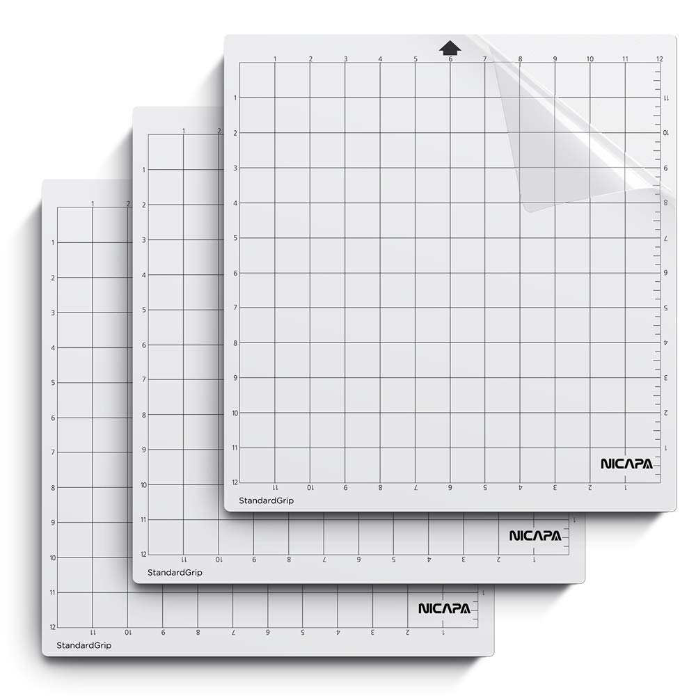 NICAPA Cutting Mat for Silhouette Cameo 4/3/2/1 [Standard Handle,12" x 12" 3 Pack Non-Slip Flexible Vinyl Cutting Mat for Craft Sewing