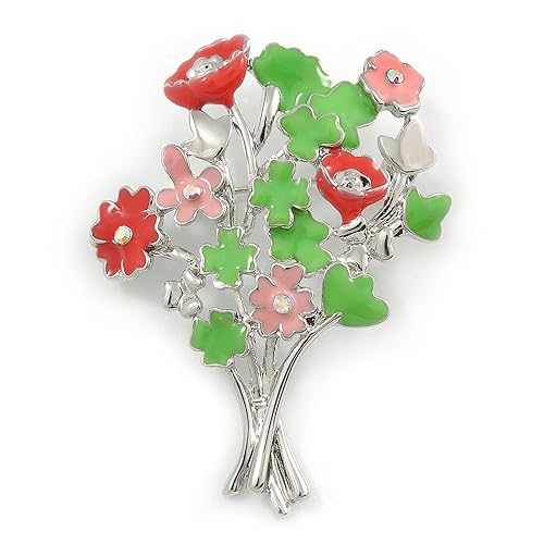 Avalaya Broche En Rhodium Plaqué En Métal Forme De Joli