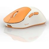 hunart H6 49g Wireless Mouse, Bluetooth &amp; 2.4GHz, Rechargeable, Orange | Silent Clicks, USB-C Charging, Two Ways to Connect, Lightweight Right-Hand Ergonomic Comfort, For Laptop, MacBook, Office PC