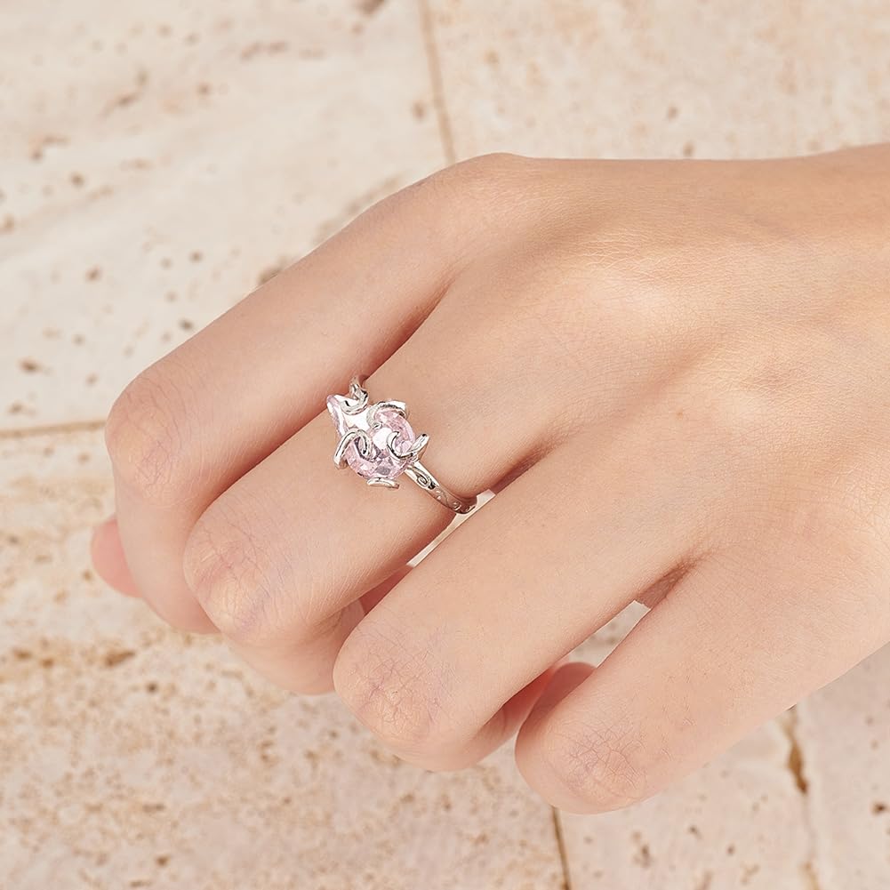 PH PandaHall 925 Sterling Silver Adjustable Ring Base, Claw Ring Blank Ring Gem Holder Finger Rings Bezel Setting with 5 Prongs for Women Crystal Rocks Cabochons Rhinestones Ring Mother's Day