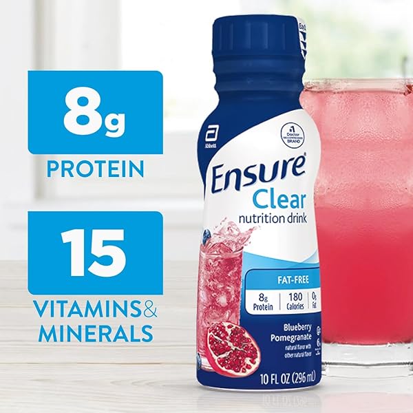 ENSURE LIQUID CLEAR NUTRITION DRINK, 0G FAT, 8G OF PROTEIN, BLUEBERRY POMEGRANATE, 10 FL OZ (PACK OF 12), BOTTLE, GLUTEN FREE