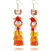 Artlunar Halloween Earring for Women, Funny Skeleton Rose Handmade Tassel Earrings Party Festival Jewelry Gift Fashion Accessories