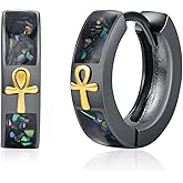 YYmqmq Gothic Hoop Earrings 925 Sterling Silver Black Hoop Earrings Jewelry Birthday Gifts for Men Women