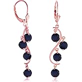 4 CTW 14k Solid Rose Gold Chandelier Earrings Natural Sapphire