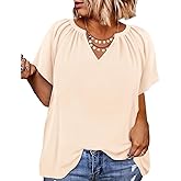 RITERA Plus Size Blouse for Women V Neck Short Sleeve Tops Pullover Business Shirts Oversize Tunic 12W-28W Xl-5Xl