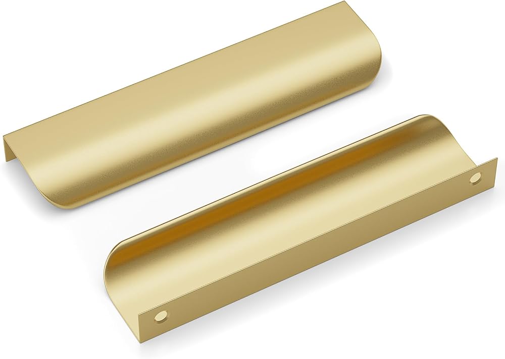 Goldenwarm 5 Pack 128mm Gold Aluminum Cabinet Handles Modern Drawer Pull