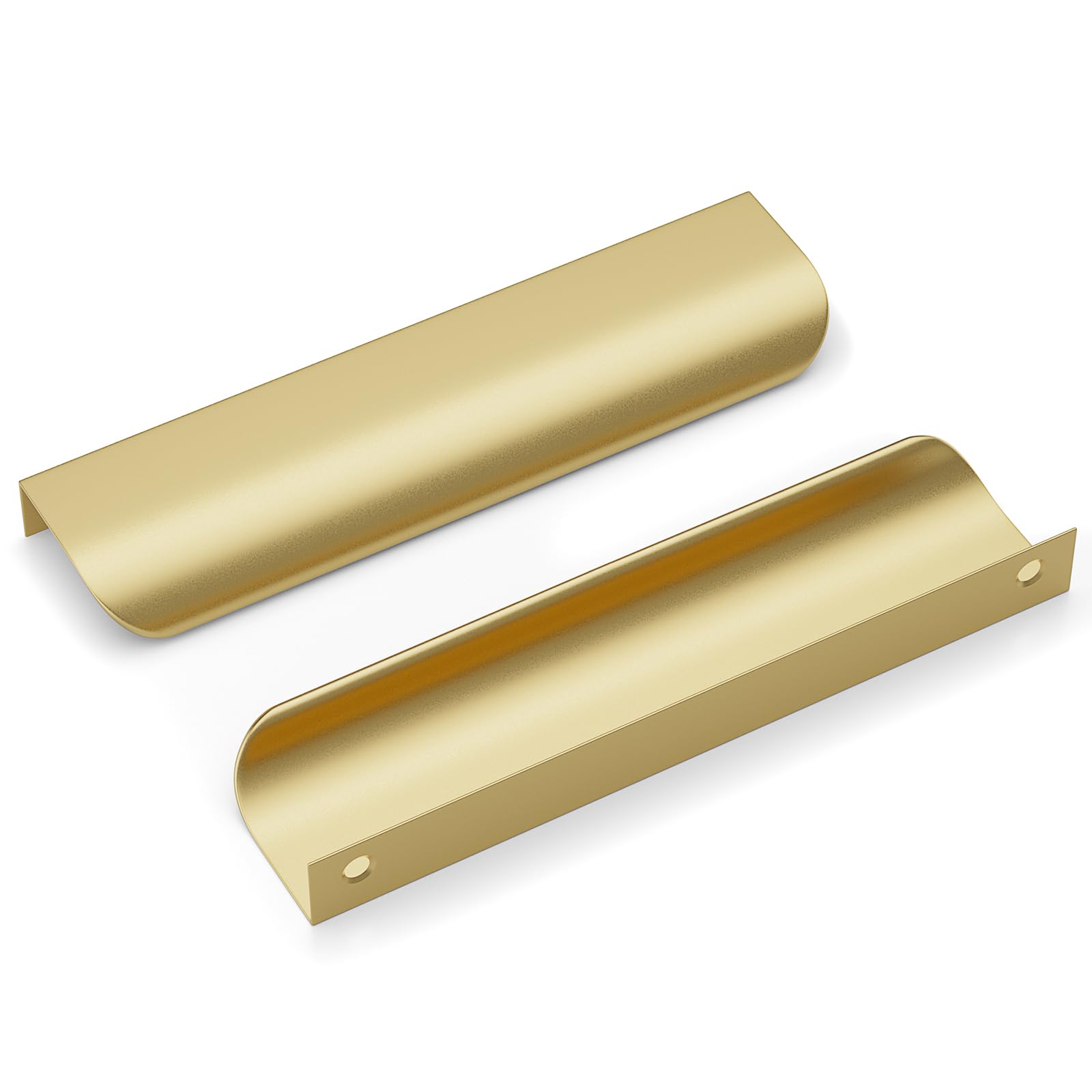 goldenwarm 5Pack 128mm(5in) Gold Cabinet Handles Modern Drawer Handle Aluminum Finger Edge Pull Curved Profile Handle Concealed Furniture Handles Wardrobe Handles