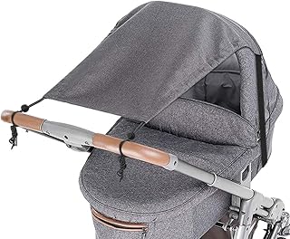 Kinderwagen Sonnensegel,DIAOPROTECT Universal Sonnensegel für Kinderwagen/Babywanne,UV Schutz Beschichtung (UPF40+) Staubdicht/Winddicht Sonnendach für Kinderwagen Sonnenschutz mit Tasche(Hellgrau)