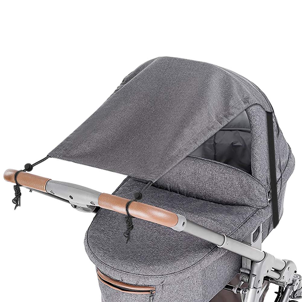 Kinderwagen Sonnensegel,DIAOPROTECT Universal Sonnensegel für Kinderwagen/Babywanne,UV Schutz Beschichtung (UPF40+) Staubdicht/Winddicht Sonnendach für Kinderwagen Sonnenschutz mit Tasche(Hellgrau)