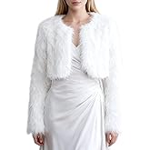 Amazhiyu Women's Faux Fur Cropped Coat Long Sleeve Open Front Winter Jacket