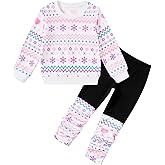 grehava Toddler Baby Girls Sweatsuit Unique Elastic Pant Design Sweat Matching Sets Fall 2 Piece Sweatshirts Outfit 1-4T