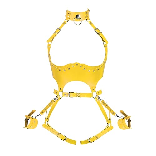 Waist Garter belt Punk Full body harness for women Photography Dance Rock  Halloween Leather cage Chest strap set (Orange yellow) in Kenya | Whizz  Belts