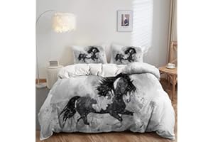 AILONEN Horse Duvet Cover Set Twin Size,Horse Bedding Set for Kids Boys Teens,Animal Theme Comforter Cover,1 Quilt Cover 2 Pillowcases 3 Piece